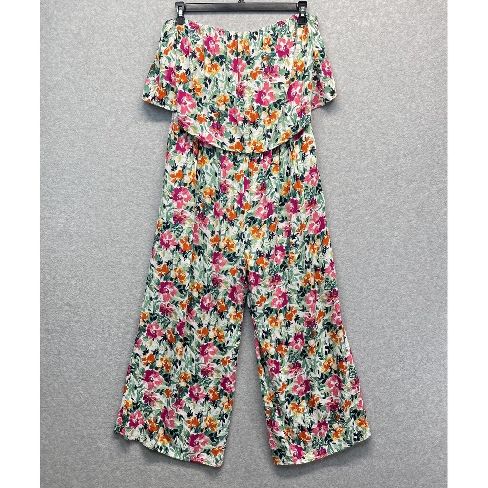 Savanna‎ Jane Life of the Party Jumpsuit Womens 1X Floral Strapless Multicolor